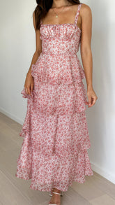 Page Maxi Dress - Pink / White Floral